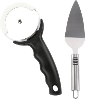 Professionele pizzasnijder met gratis pizzaschop - Rvs pizzawiel