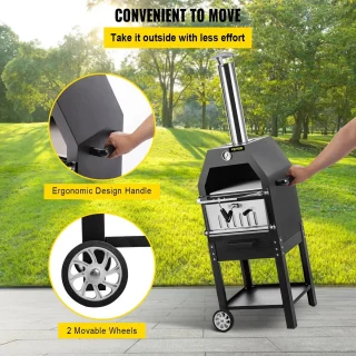 RM Store® Pizzaoven Houtgestookt Op Wielen 50x35x140 cm