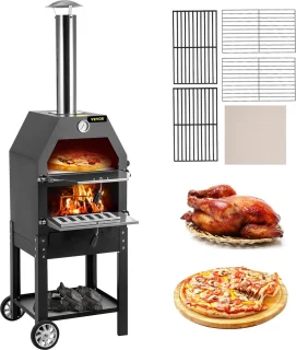 RM Store® Pizzaoven Houtgestookt Op Wielen 50x35x140 cm