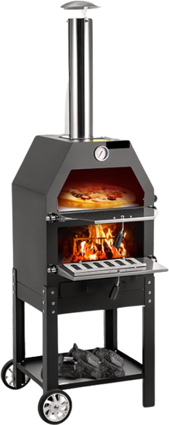 RM Store® Pizzaoven Houtgestookt Op Wielen 50x35x140 cm