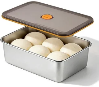 Roestvrijstalen pizzaballenbox met deksel 30 x 21 x 8,5 cm 4,2 liter