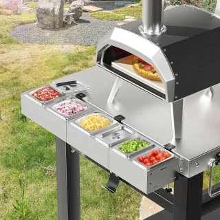 Roestvrijstalen Pizzakruiden- en Bijgerechthouderset, 6-delig