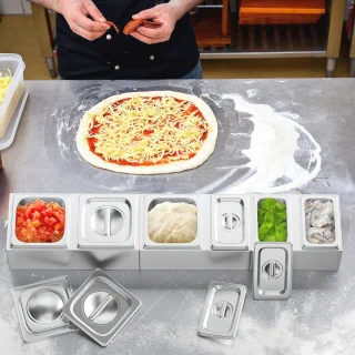 Roestvrijstalen Pizzakruiden- en Bijgerechthouderset, 6-delig