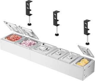 Organiseer je pizzastation: stevige 6-delige roestvrijstalen kruiden- en bijgerechthouder