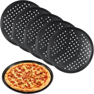 Ronde geperforeerde pizzaplaten van 32 cm - Set van 6