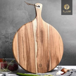 Ronde Houten Pizzapeddel en Snijplank 40 x 30 x 1,2 cm