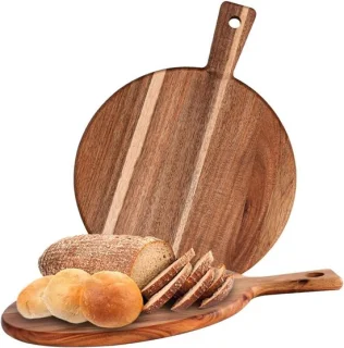 Ronde houten pizzaplaten van acaciahout, set van 2