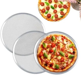 Ronde Perforated Pizza Pannen set van 3 - 33 cm aluminium