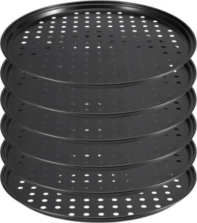 Ronde pizza bakplaten 30 cm zwart - 6 stuks