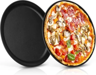 Ronde pizza plate van 30 cm, set van 2, roestvrij staal