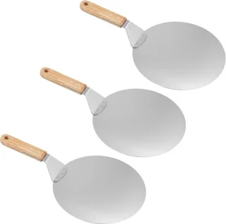 Ronde pizza schep van RVS met houten handvat – set van 3