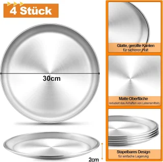 Ronde Pizzaborden 4-delig 30 cm RVS