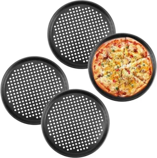 Ronde pizzaborden van 32 cm met antiaanbaklaag, set van 4 stuks