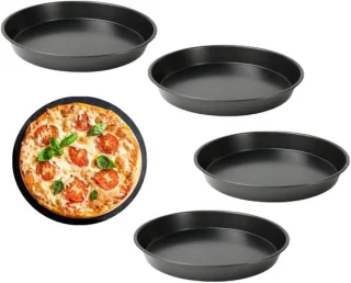 Ronde pizzamallen set van 4 van roestvrij staal