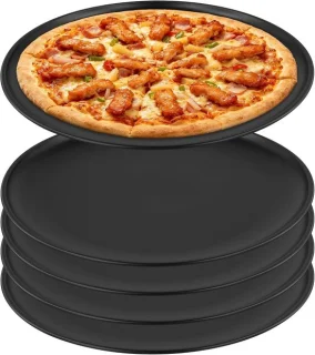 Ronde pizzapan set van 5, 30 cm, roestvrij staal