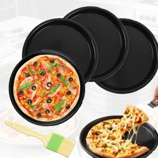 Ronde pizzaschalen van RVS, 16.5 cm en 15.5 cm