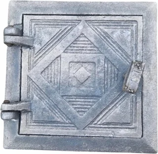 Rookei gietijzeren pizzaoven deur 17 x 17 cm zilver