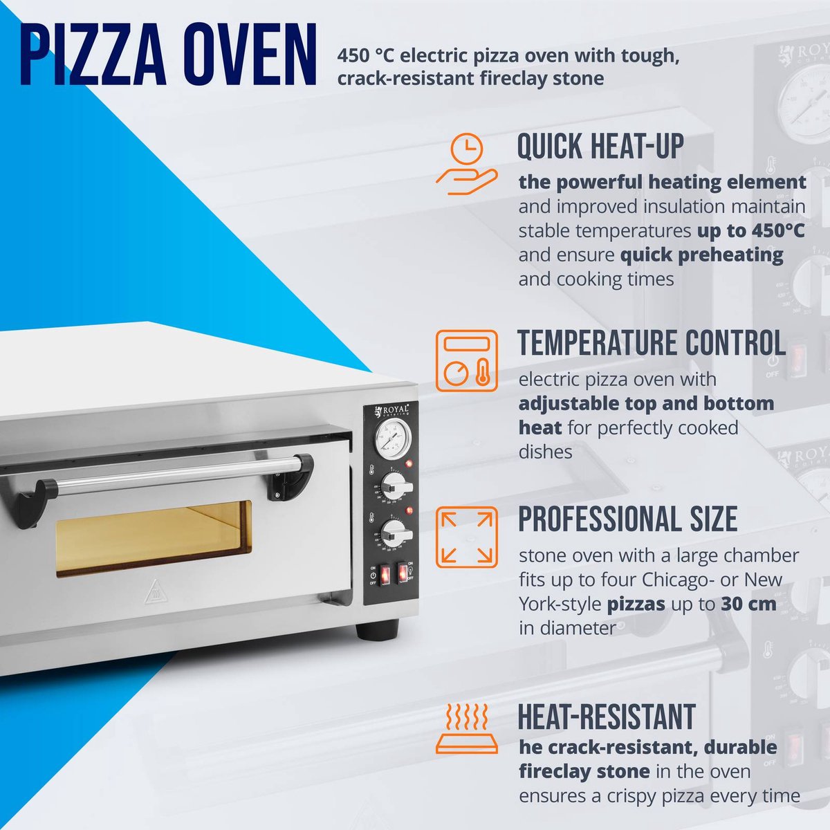Royal Catering Elektrische Pizzaoven 4x30 cm 1-Kamer 4200W