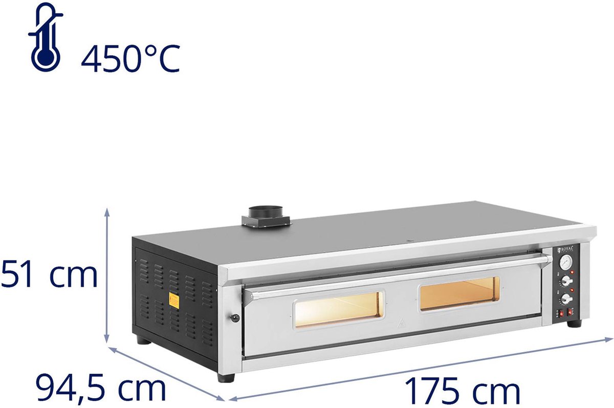 Royal Catering Elektrische Pizzaoven 8 x 33 cm 1-kamer 8400W 400V