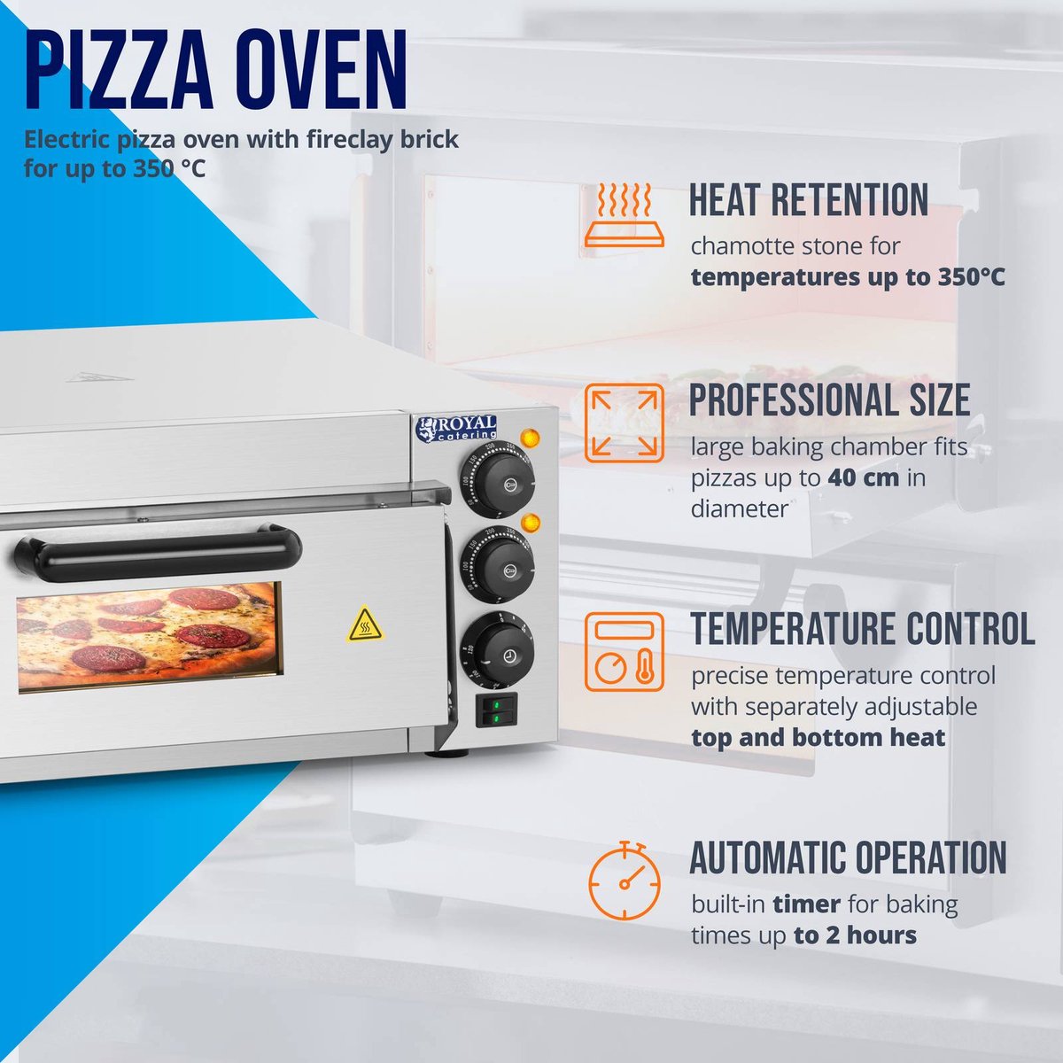 Royal Catering Pizzaoven 1 kamer 2000W