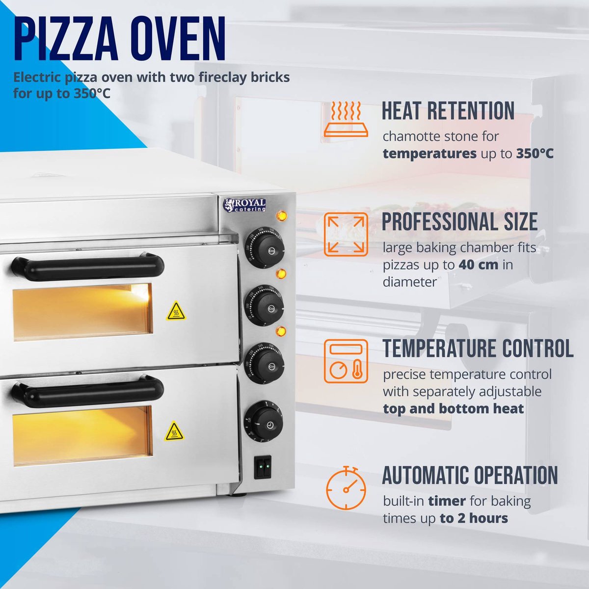 Royal Catering Pizzaoven roestvrij staal