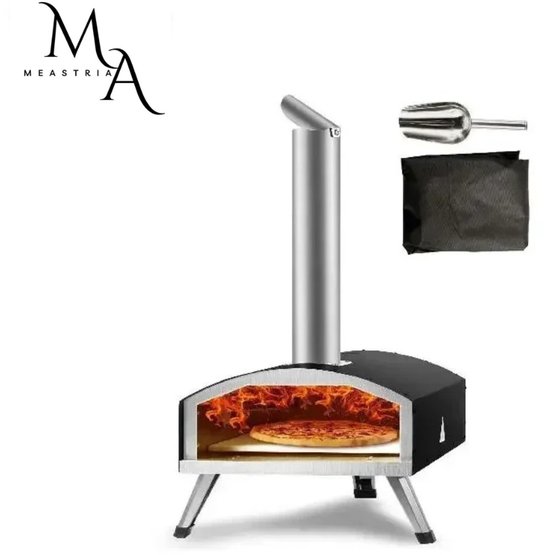 RVS Pizza Oven 12 Inch Hout- en Pelletgestookt Draagbaar
