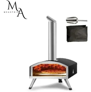 RVS Pizza Oven 12 Inch Hout- en Pelletgestookt Draagbaar