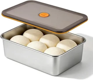RVS pizzaballenbox met deksel 30 x 21 x 8,5 cm