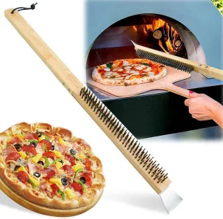 De RVS Pizzaborstel met houten handvat in één oogopslag