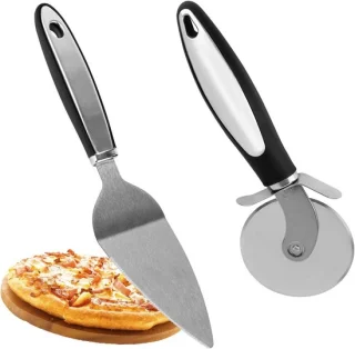 RVS Pizzasnijder & Pizzaschep Set (2-delig)