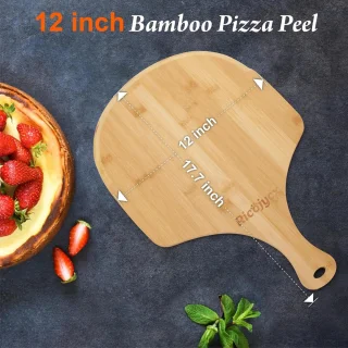 Set: 2 bamboe pizzaschillen 30,5 cm + snijplank 15x20 inch