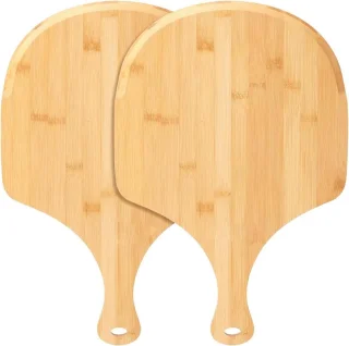 Set 2 bamboe pizzaschillen 30,5 cm + snijplank 15x20 inch