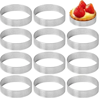 Set van 12 mousse tartlet vormen van rvs, 6 cm diameter