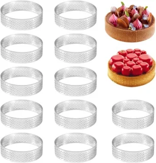 Set van 12 RVS tartletvormen 8 cm