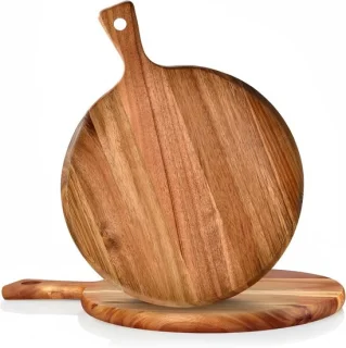 Set van 2 Acaciahouten Pizzaschalen 30 cm