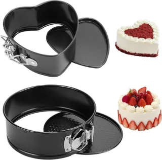 Set van 2 bakvormen, rond en hartvormig (4/6 inch)