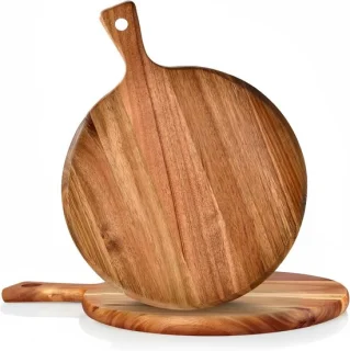 Set van 2 houten pizzaplaten met handvat