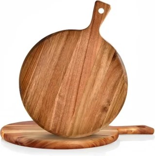 Set van 2 houten pizzplaten met handvat