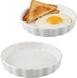 Set van 2 keramische quichevormen 15 cm, rond (wit)