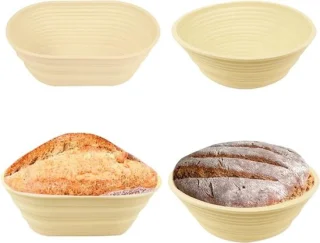 Set van 2 opvouwbare siliconen rijsmanden en broodvormen voor sourdough en pizza