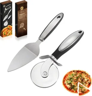 Set van 2 pizzasnijder en spatel