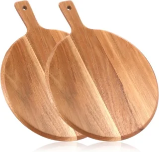 Set van 2 ronde houten pizzaborden 30,5 cm