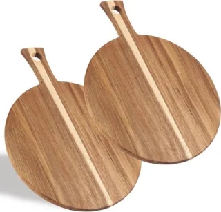 Set van 2 ronde houten pizzaschalen 40 cm