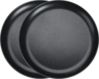 Set van 2 ronde pizza schalen van 30 cm, roestvrij staal, antiaanbaklaag