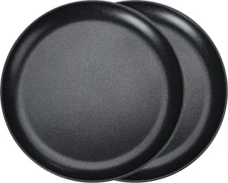 Set van 2 ronde pizzaschalen van 30 cm, roestvrij staal