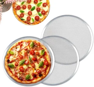 Set van 3 geperforeerde pizzaplaten 33 cm - aluminium
