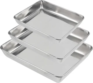 Set van 3 RVS Bakplaten - 35x30, 30x25, 25x20 cm