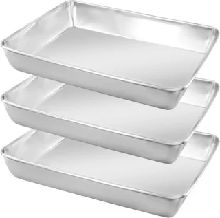 Set van 3 RVS ronde bakplaten 36 x 28 x 5,5 cm
