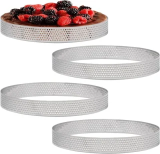 Set van 4 microgeperforeerde ringen Ø 15 cm van roestvrij staal