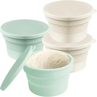 Set van 4 opvouwbare fermentatie- en deegdozen met deksel
